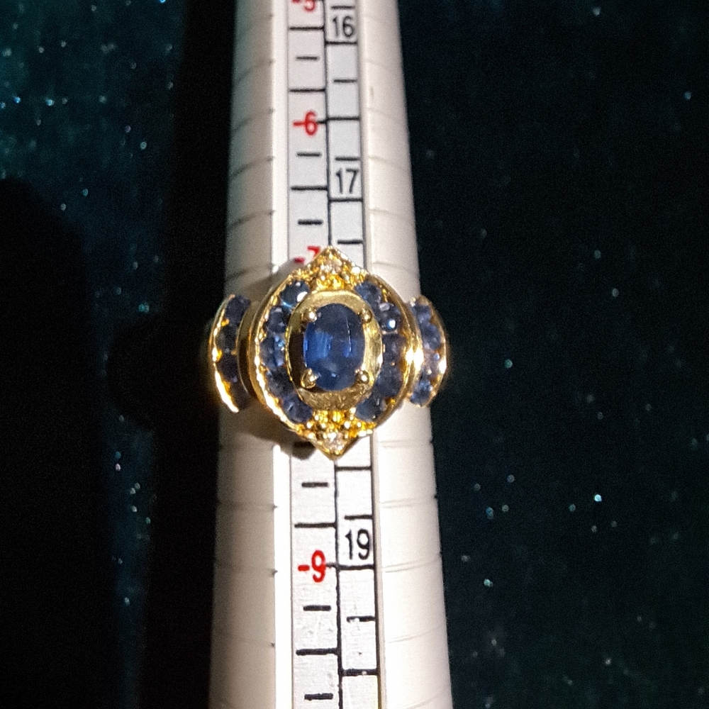 14k Sapphire and Diamond Ring 7.5